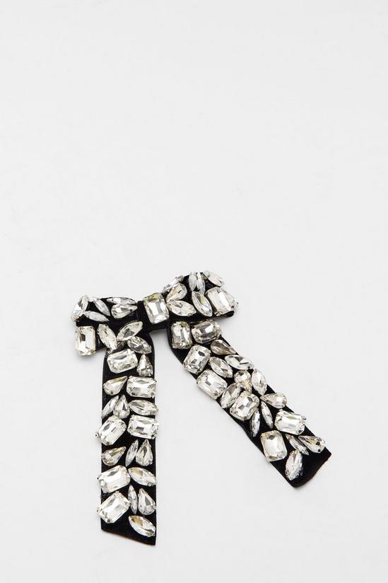 NastyGal Embellished Diamante Oversized Hair Bow Clip 3