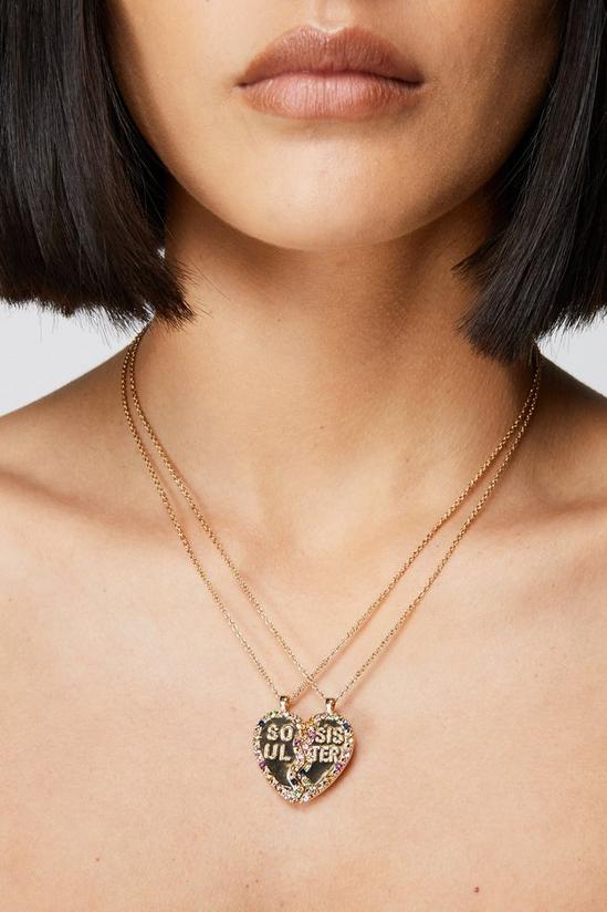 NastyGal Embellished Heart Friendship Charm Necklace 1