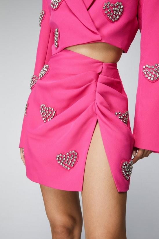 NastyGal Embellished Diamante Heart Ruched Skirt 3