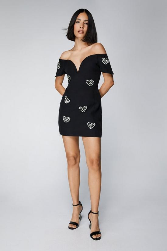 NastyGal Embellished Diamante Heart Mini Dress 3