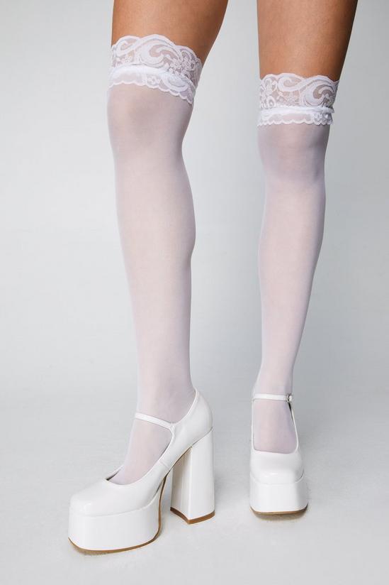 NastyGal Lace Trim Over the Knee Semi Sheer Stockings 1