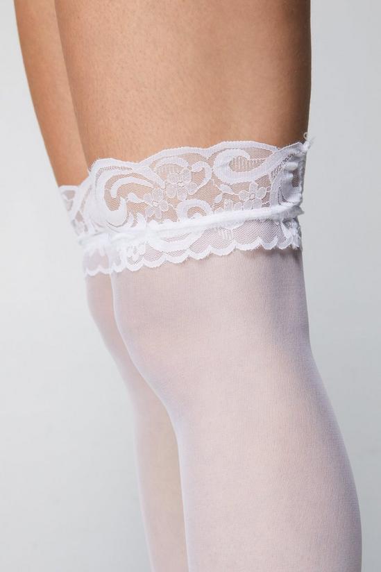 NastyGal Lace Trim Over the Knee Semi Sheer Stockings 2