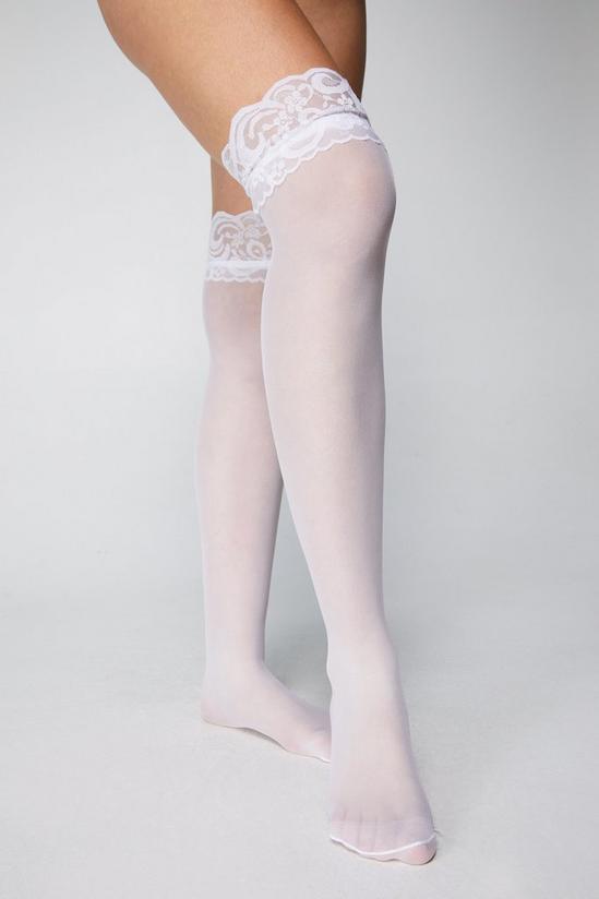 NastyGal Lace Trim Over the Knee Semi Sheer Stockings 3