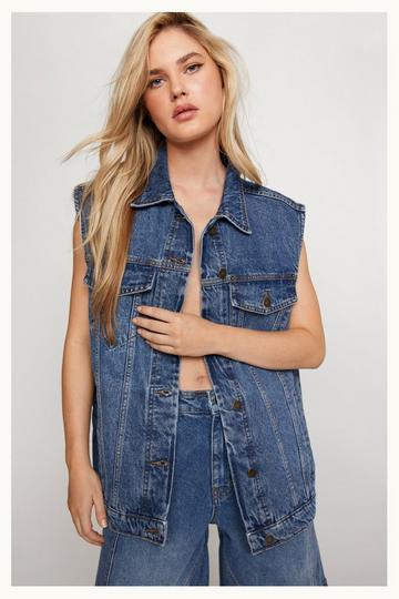 Oversized Denim Jean Vest authentic midwash