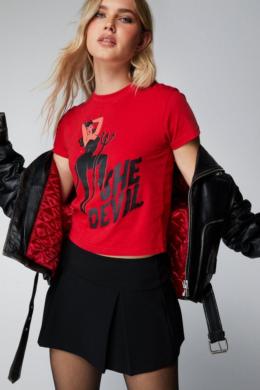 Red She Devil Baby Tee image number 1