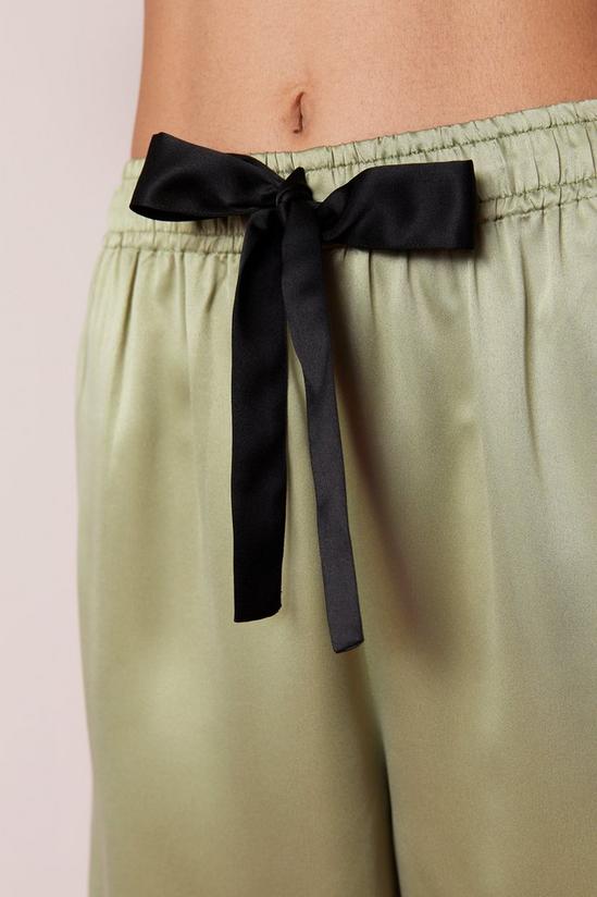 NastyGal Satin Contrast Piped Pyjama Trousers Set 3