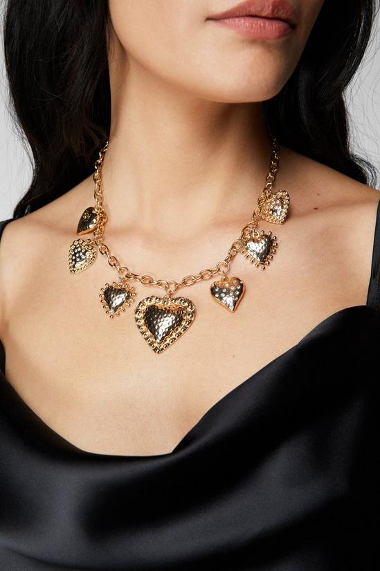 NastyGal Hammered Heart Chunky Necklace 2
