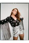 NastyGal Plus Size Star Sequin Plunge Fringe Bodysuit thumbnail 1