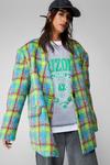 NastyGal Premium Neon Plaid Tailored Blazer Coat thumbnail 1
