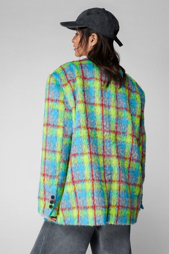 NastyGal Premium Neon Plaid Tailored Blazer Coat 4