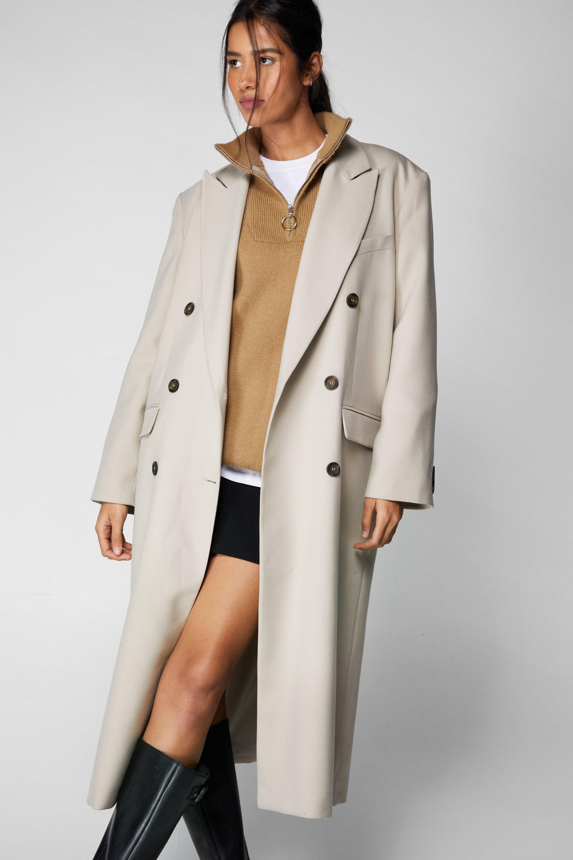 Petite Double Breasted Camel Duster Coat boohoo UK