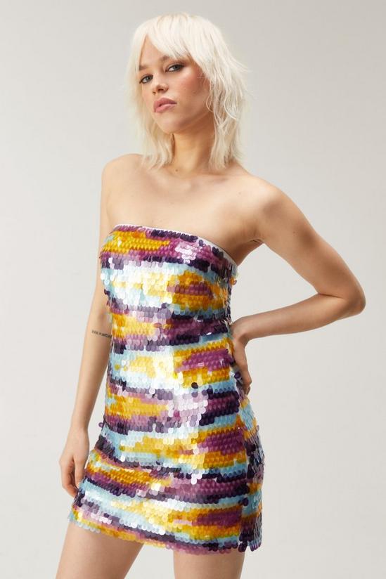 NastyGal Premium Multicolor Sequin Bandeau Mini Dress 3
