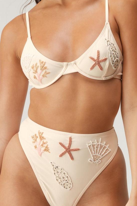 NastyGal Premium Hand Embellished Sea Shell Underwire Bikini Set 4