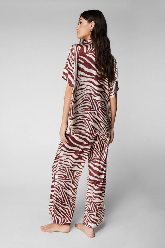 NastyGal Satin Zebra Oversized Pajama Pants Set 4