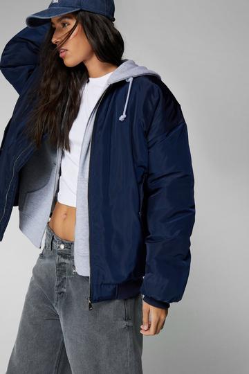 Oversized Bomber Jacket navy