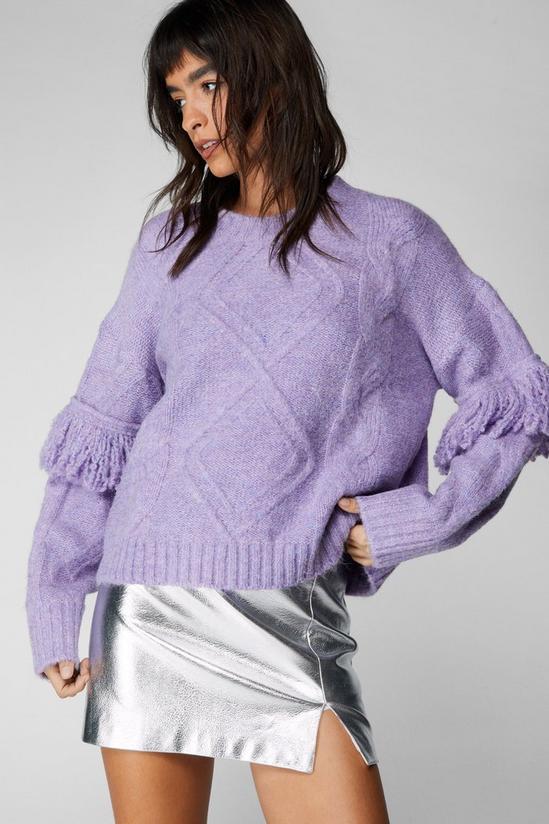 NastyGal Cable Knit Fringe Sweater 1
