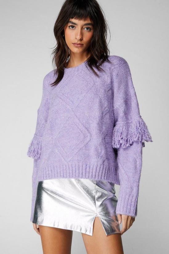 NastyGal Cable Knit Fringe Sweater 3