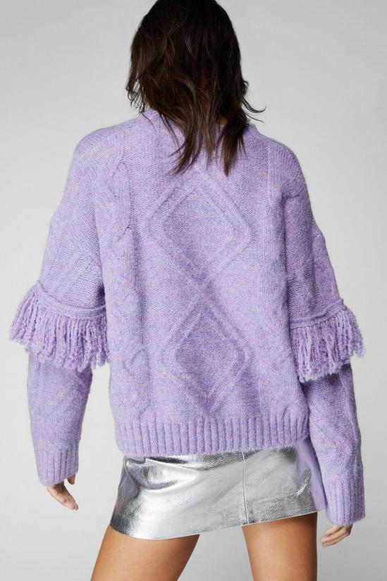 NastyGal Cable Knit Fringe Sweater 4