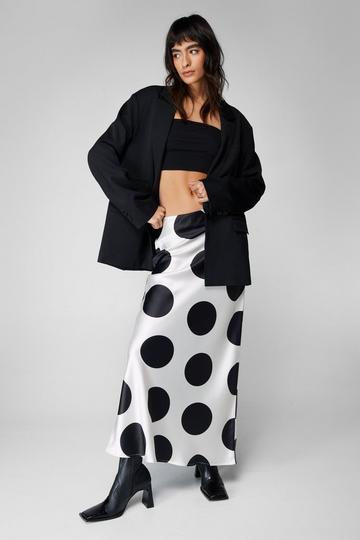 Spot Satin Bias Maxi Skirt ivory