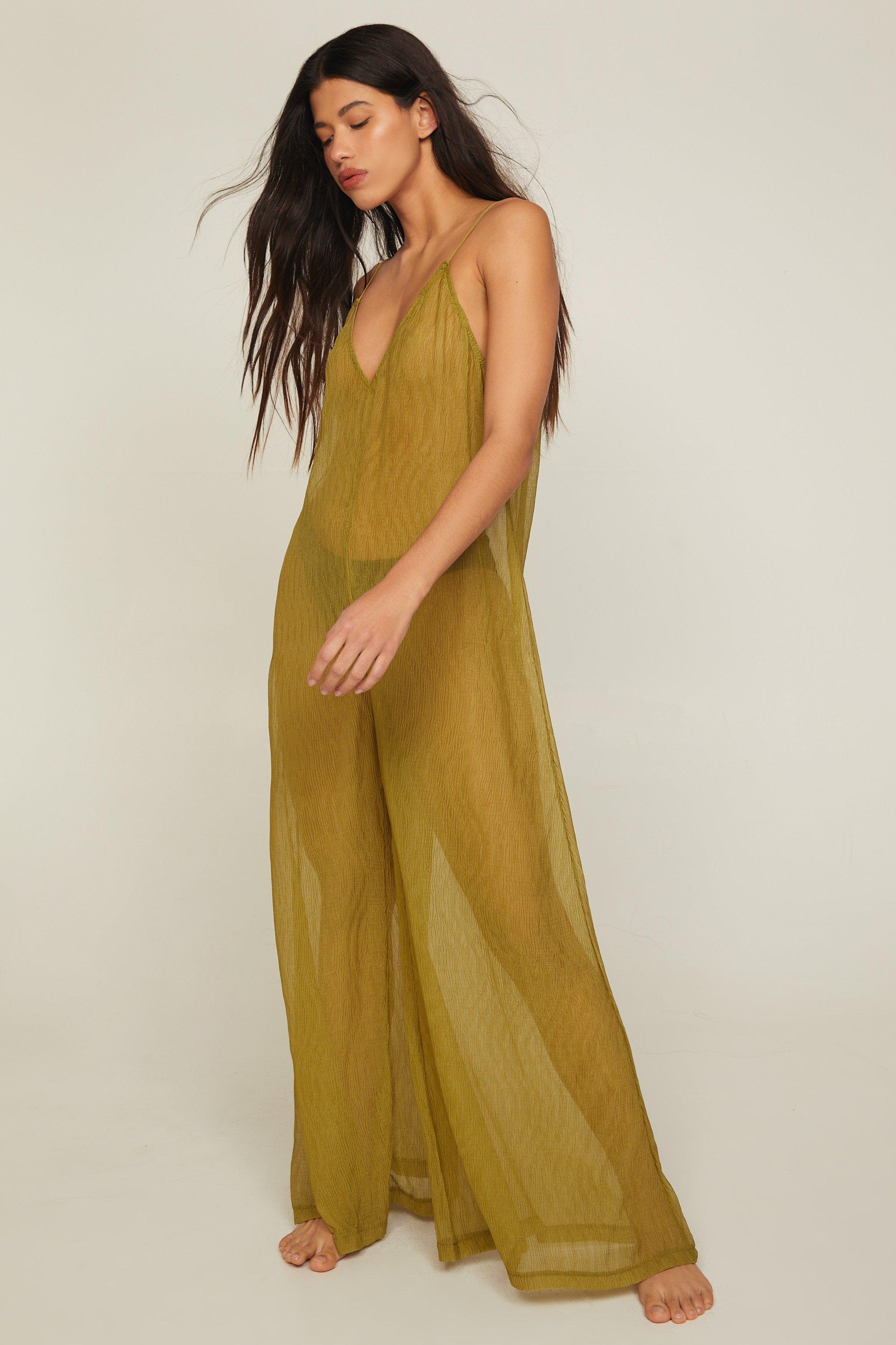 Sheer wide leg jumpsuit 2025