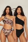 NastyGal Basic 2 Pack Zebra One Shoulder Cut Out Swimsuits thumbnail 1