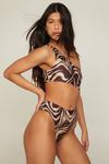 NastyGal Basic 2 Pack Zebra One Shoulder Cut Out Swimsuits thumbnail 2