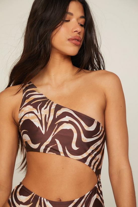 NastyGal Basic 2 Pack Zebra One Shoulder Cut Out Swimsuits 3