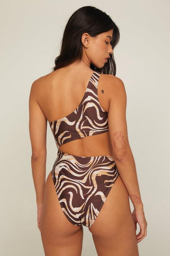 NastyGal Basic 2 Pack Zebra One Shoulder Cut Out Swimsuits 4