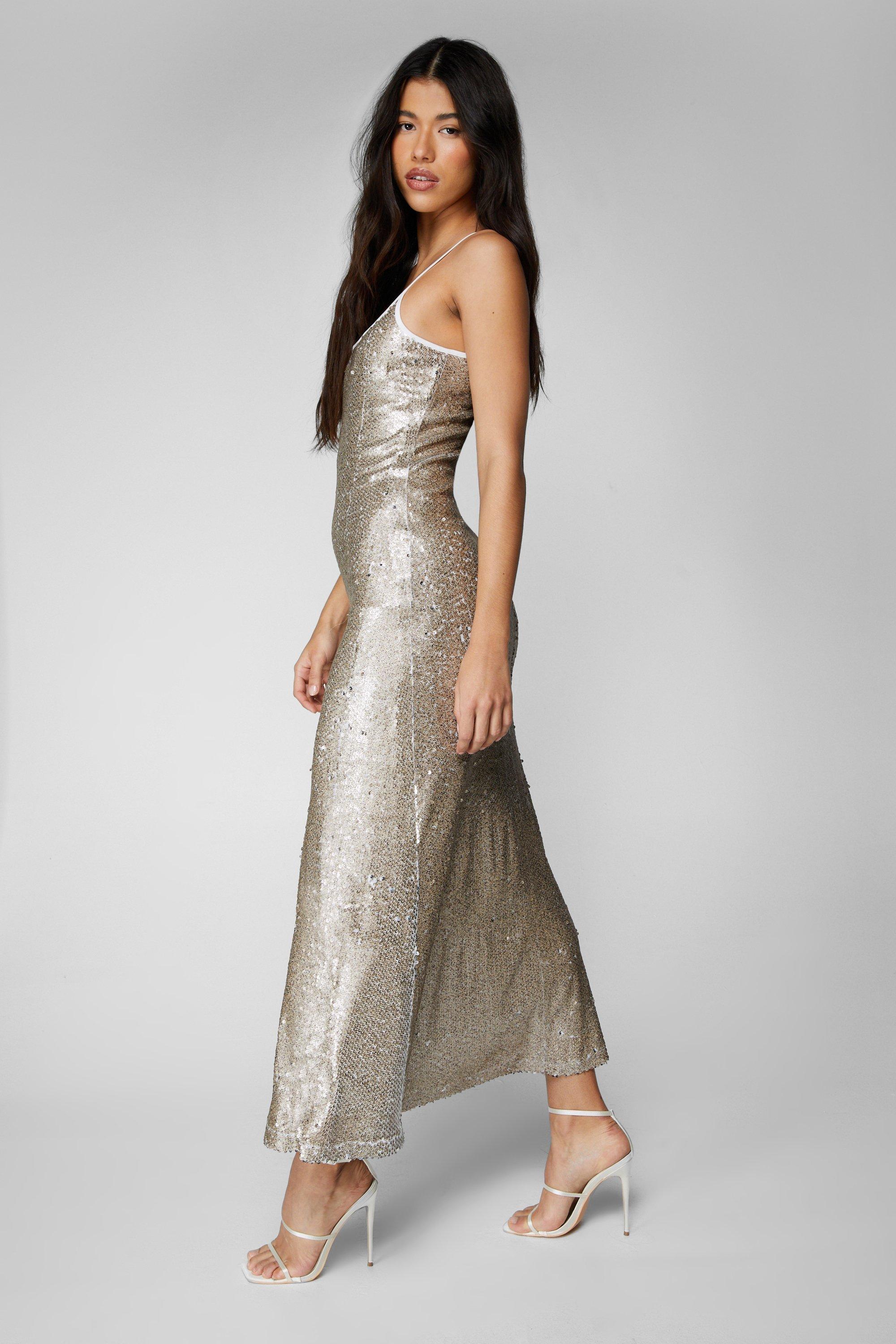 Boohoo sequin maxi dress sale