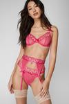 NastyGal Heart Embroidered Bow 3pc Lingerie Set thumbnail 1