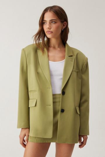 Khaki Petite Tailored Oversized Blazer