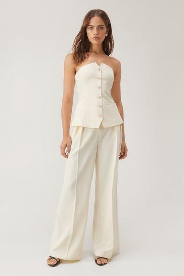 Tailored Pleat Detail Straight Leg Trouser ivory