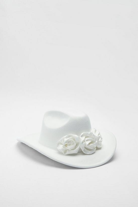 NastyGal Satin Flower Trim Cowboy Hat 3