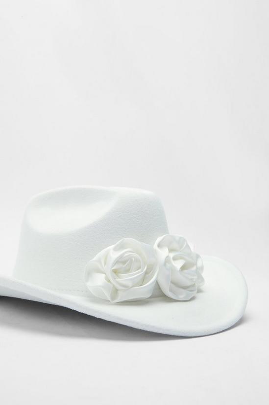 NastyGal Satin Flower Trim Cowboy Hat 4