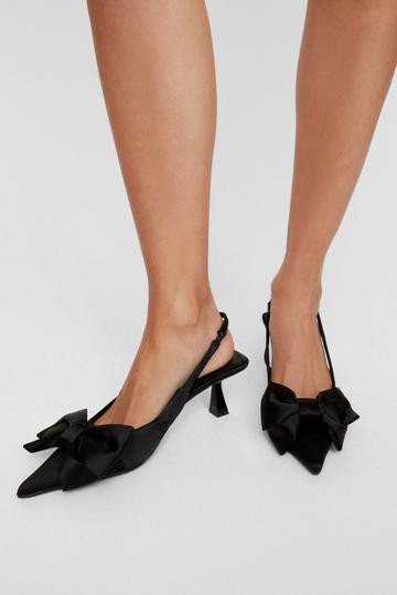 Satin Bow Detail Kitten Heel black