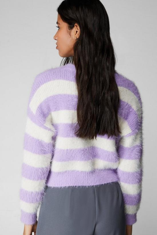 NastyGal Fluffy Stripe Crew Neck Knit Sweater 4