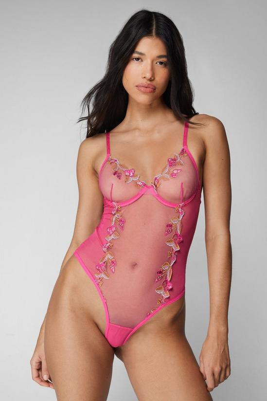 NastyGal Floral Embriodery Lace Detail Lingerie Bodysuit 1