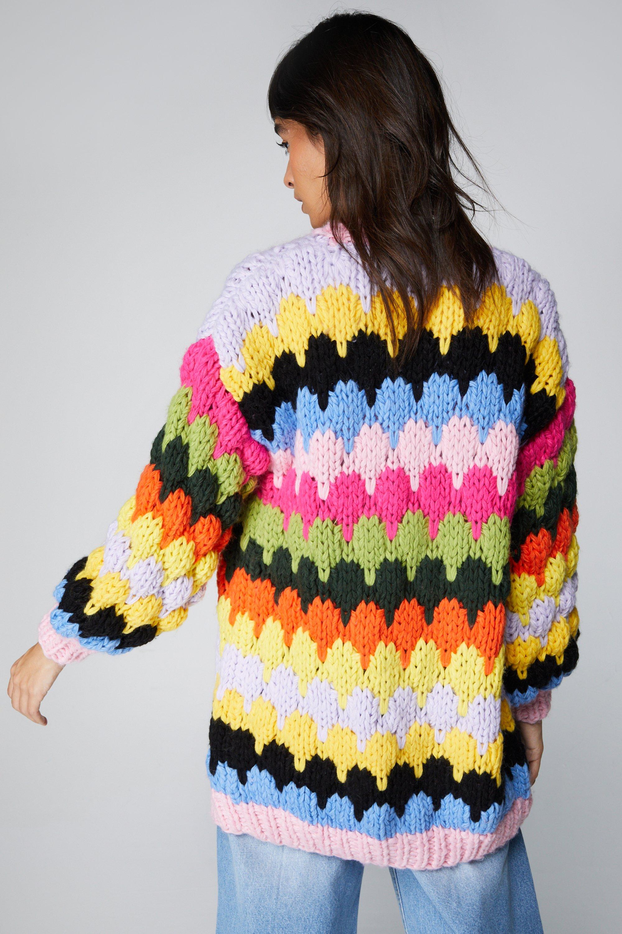 Multicolor discount knit cardigan