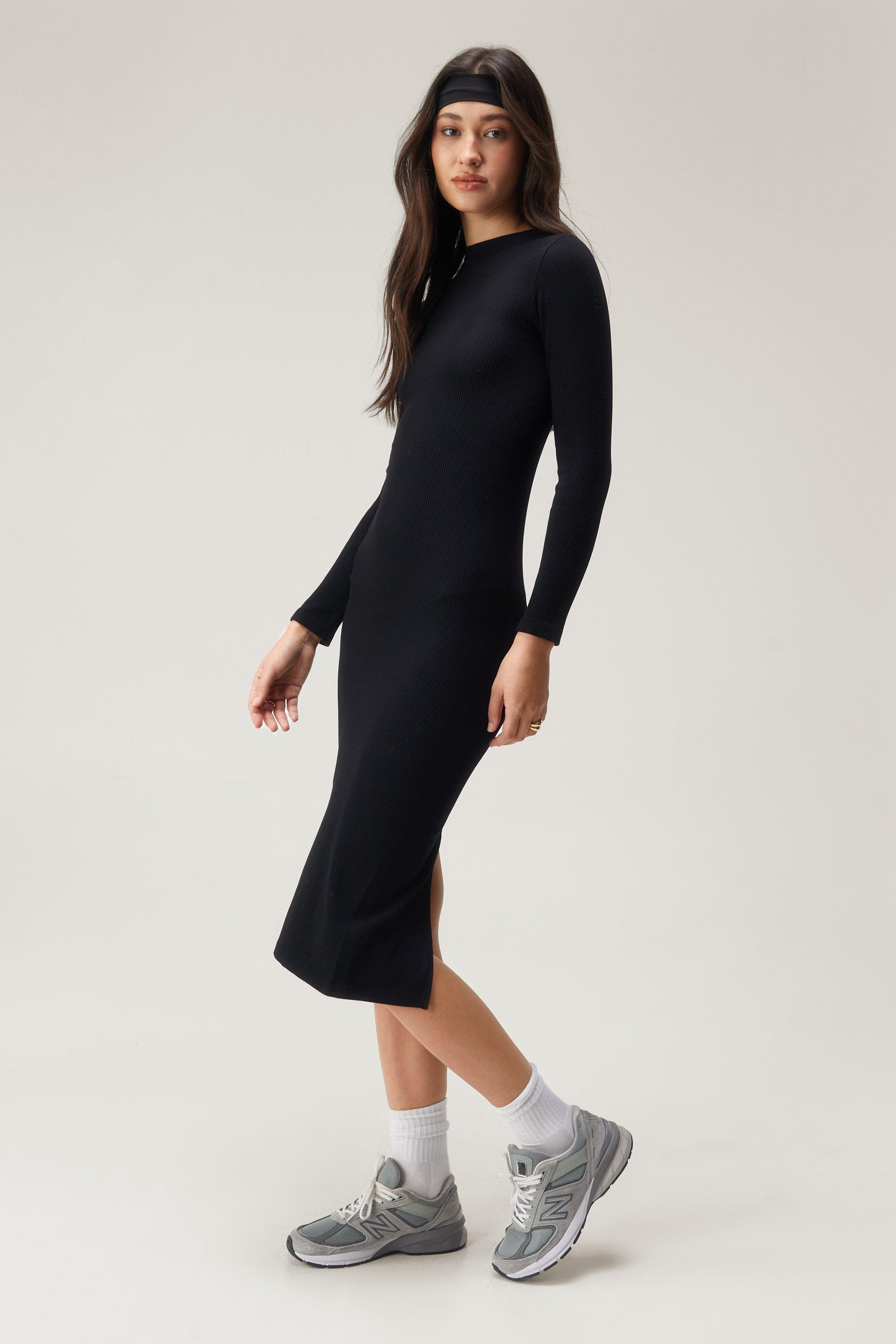 Long sleeve outlet dress with sneakers