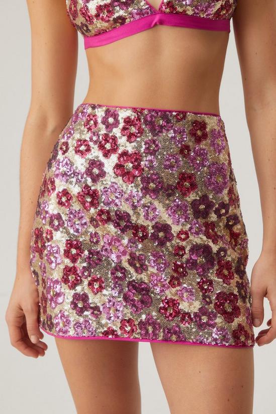 NastyGal Floral Sequin Mini Skirt 1