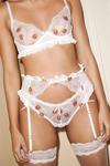 NastyGal Strawberry Embroidered Scallop Bow Underwire Lingerie Set thumbnail 3