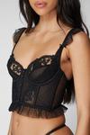 NastyGal Dobby Lace Underwire Button Corset Ruffle Lingerie Set thumbnail 3