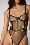 NastyGal Lemon and Pineapple Embroidered Underwire Lingerie Bodysuit thumbnail 2
