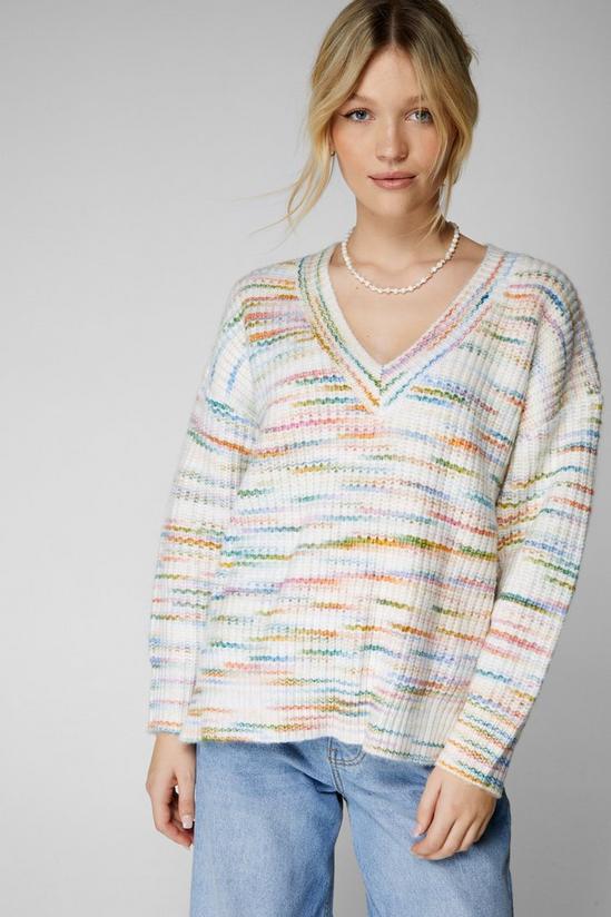 NastyGal Space Dye V Neck Knit Sweater 3