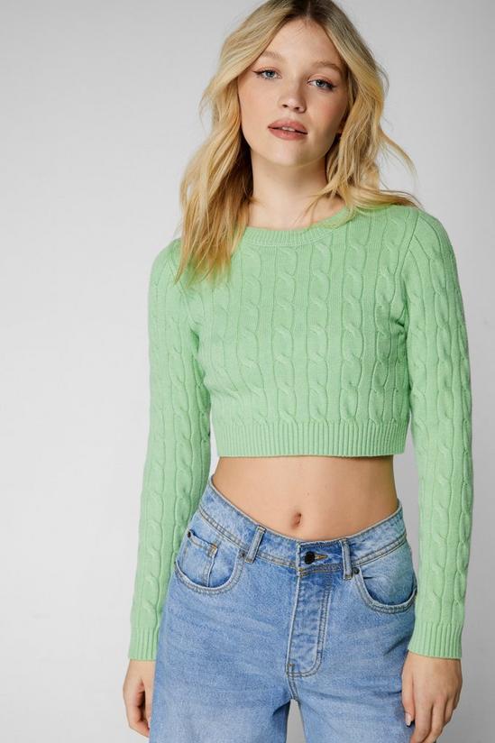 NastyGal Cropped Cable Knit Jumper 3