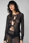 NastyGal Mesh Tie Front Cut Out Detail Top thumbnail 1