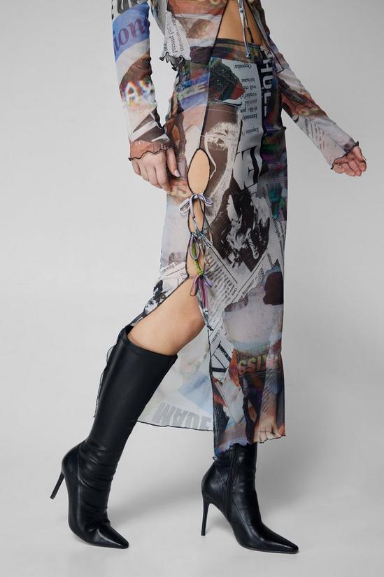 NastyGal Printed Mesh Tie Side Maxi Skirt 1