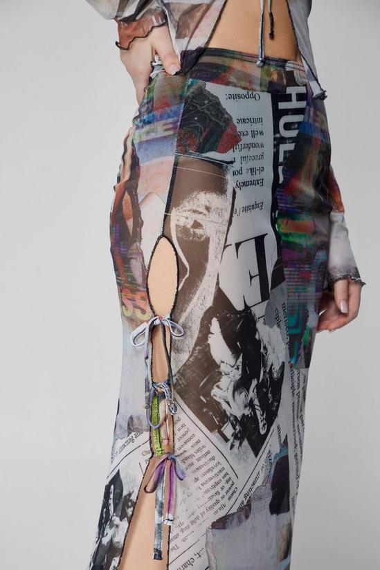 NastyGal Printed Mesh Tie Side Maxi Skirt 3