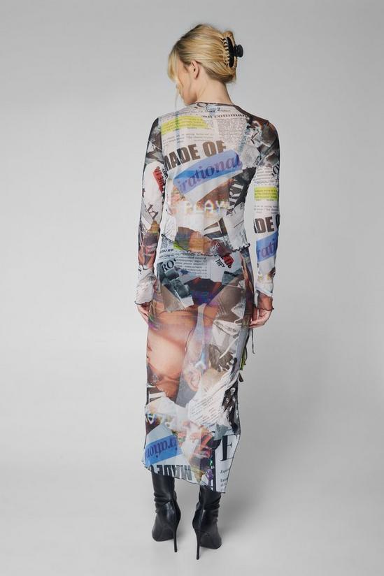 NastyGal Printed Mesh Tie Side Maxi Skirt 4