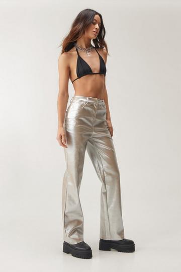 Premium Glitter Faux Leather Pants neutral